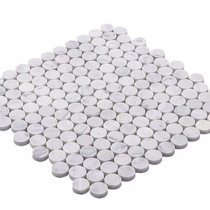 Gạch Khảm Hình Tròn Bianco Carrara, Đá Cẩm Thạch Trắng, Đánh Bóng 1'' - Product Image 2