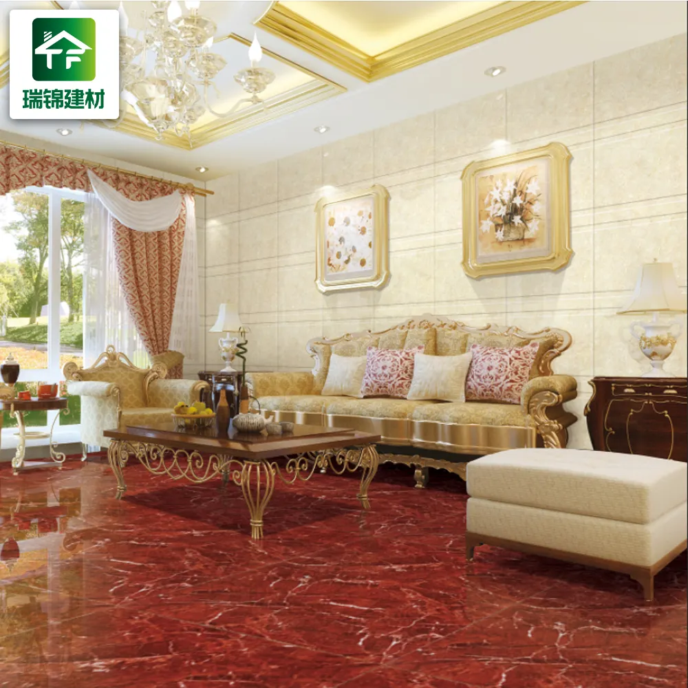 60X60 Ini dengan Harga Murah Ubin Lantai Merah Jade Marmer Gambar 12X12 16X16 Mengkilap Ubin Lantai Keramik 40x40