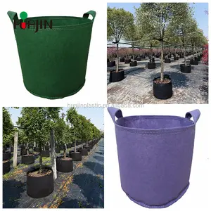 Maceta de tela no recubierta para vivero, maceta para plantas, bolso de cultivo con mango, color negro