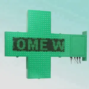 CE RoHS 105X80X10cm green double face pharmacy led display for time date temperature