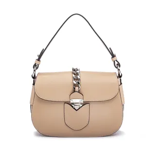 Bolso de hombro de fieltro para mujer con patrón de cocodrilo en relieve de cuero de vaca, nuevo producto