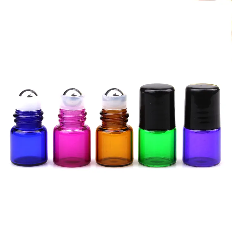 1ml 2ml 3ml colorful glass roller ball perfume glass roll on bottle for essential oil