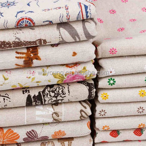 cotton linen fabric 85% linen 15% cotton mix knit fabric print fashion patterns for tote bag shopping bag hotel curtain