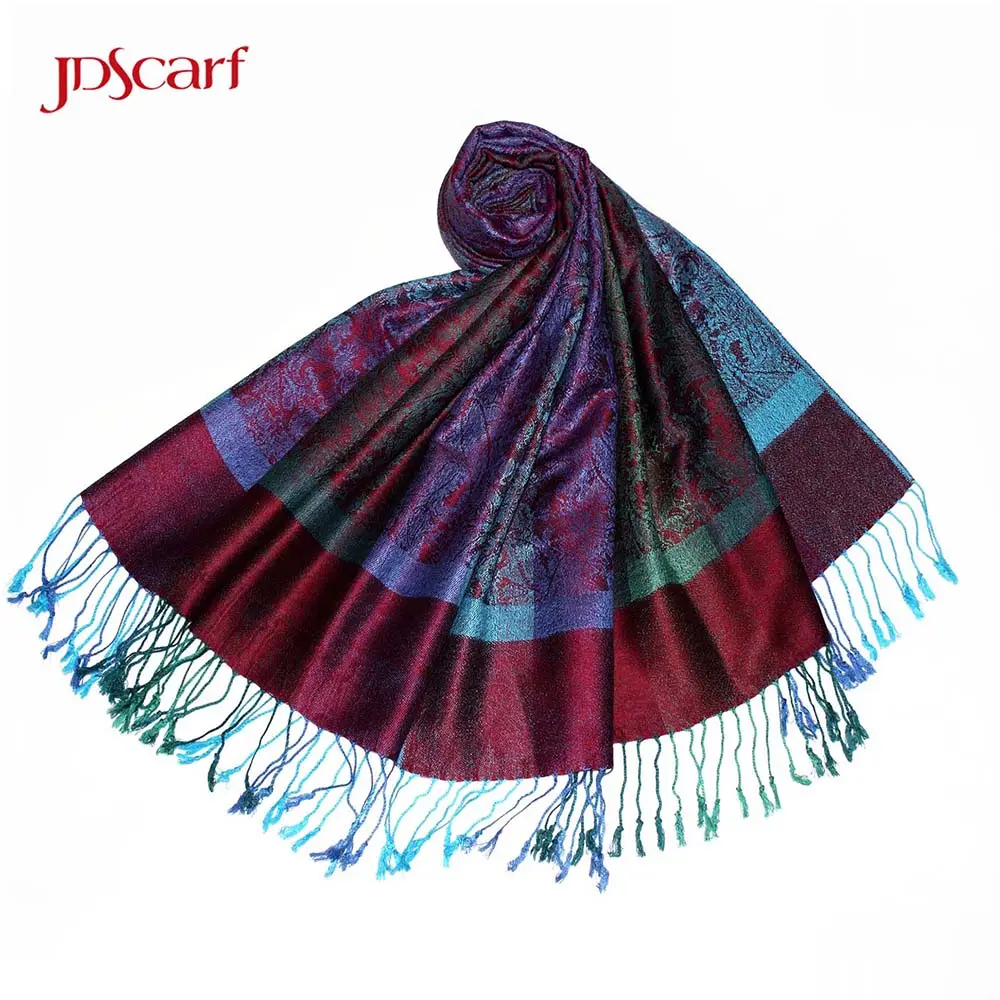 Viscose zijde pashmina vrouwen groothandel lot van dupatta geweven stole sjaals sjaal