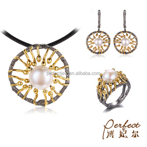 <span class=keywords><strong>El</strong></span> <span class=keywords><strong>nacimiento</strong></span> de la vida de Diseño conjunto de joyas de plata de ley 925 con chapado en oro amarillo - Product Image 1