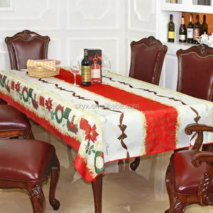 थोक क्रिसमस टेबल कपड़ा मुद्रित कपड़े मेज़पोश, एल छुट्टी मेज पर चादर, सभी आकारों में उपलब्ध हैं 3 डिजाइन
