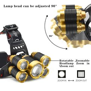Mạnh Mẽ Ánh Sáng Hói 5 LED T6 Đèn Pha 5 Đèn Cơ Khí Zoom Head Light 5 Ánh Sáng Máy Bay Đèn Sáng Nhất Miner Của Đèn - Product Image 5