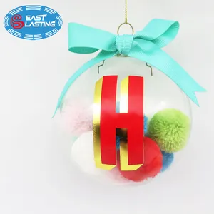 Sfere di vetro sospese palline colorate con pompon sfera di vetro fatte a mano natale ornamento di vetro albero di natale onraments