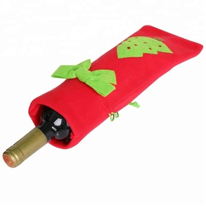 สีแดงรู้สึกคริสต์มาสขวดไวน์ถุงของขวัญ - Product Image 3