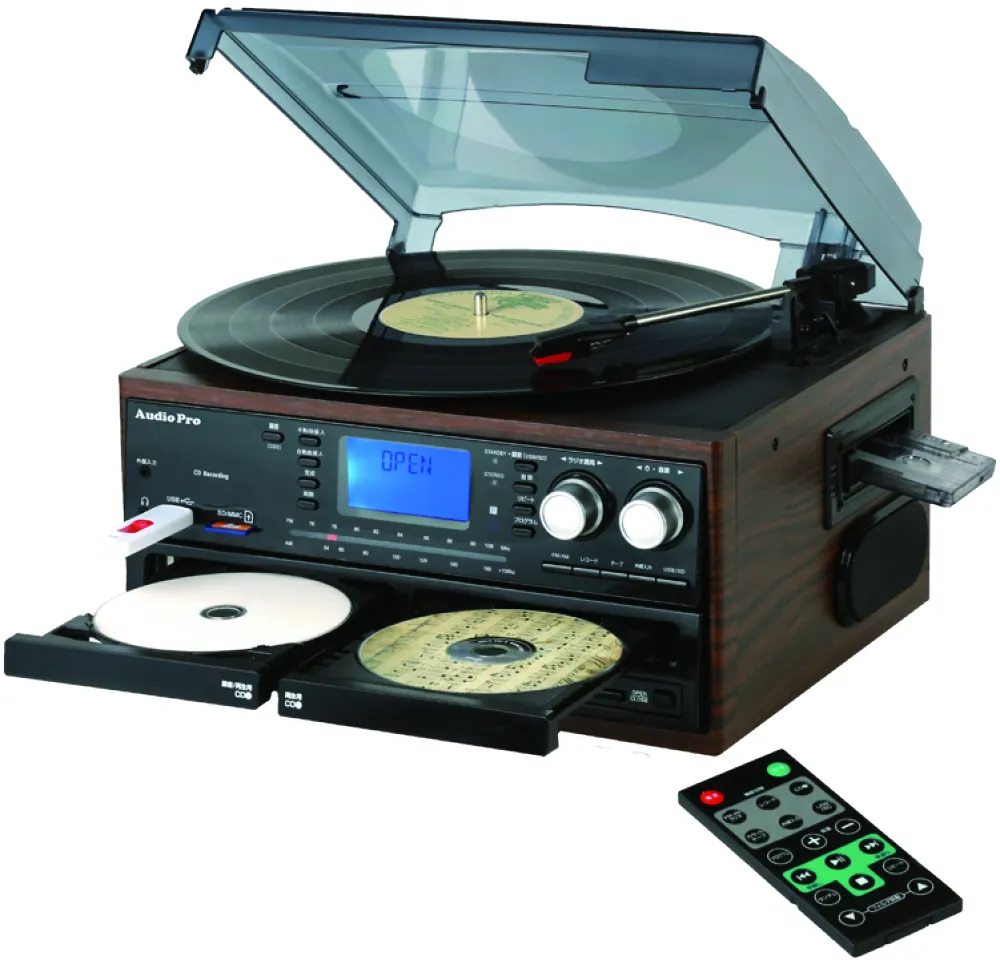 All in one wireless BT double cd music vinyls record player,antique gramophones for sale