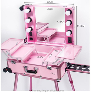 Multifunktion ale profession elle Make-up Studio Koffer Beauty Salon <span class=keywords><strong>LED</strong></span>-Leuchten Spiegel Kosmetik koffer mit einziehbaren Beinen - Product Image 2