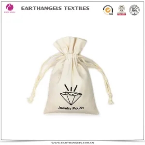 In Logo Tùy Chỉnh Cotton Muslin Drawstring Pouch Túi Cho Đồ Trang Sức/Quà Tặng