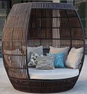 Vogelkäfig-geformter Resort-Stil hoher, dicker Schilf im Freien Strand-Lounge Rattan-Sonnenbett - Product Image 2