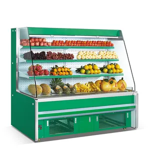 Escaparate de frutas y verduras, equipo de refrigeración, cortina de aire, precio del refrigerador para supermercado