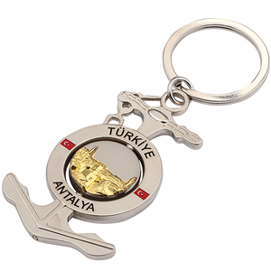 Llavero Giratorio de Metal con Logotipo Personalizado, Chapado en Dos Colores, Grabado con Ancla de Antalya, Turquía, Regalo de Viaje, Venta al Por Mayor - Product Image 1