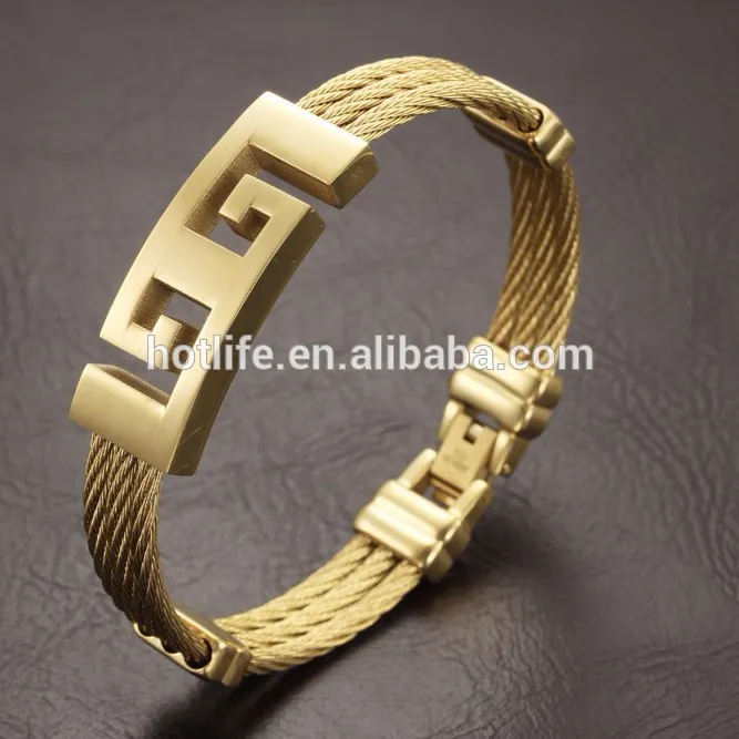 चीन बड़े फैशन गहने थोक व्यापारी 316l पुरुषों के स्टेनलेस स्टील कांटेदार सोने के तार कंगन