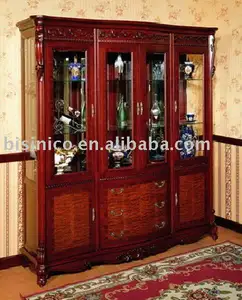 Armario de vino antiguo estilo francés para sala de estar, armario de Río, vitrina B46109