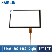Écran LCD TFT transparent transmissif de 8 pouces 800x480 avec panneau tactile capacitif - Module d'affichage HMI et kiosque industriel