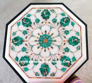 Octagonal White Marble Dining Table Top - Product Image 1