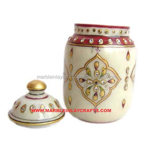 Decorative <b>Marble</b> Gold Painted <b>Jar</b> - Product Image 1