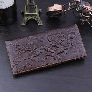 กระเป๋าสตางค์หนังแท้ลายมังกรจีนโบราณแบบยาว  พร้อมช่องใส่บัตร - Product Image 1