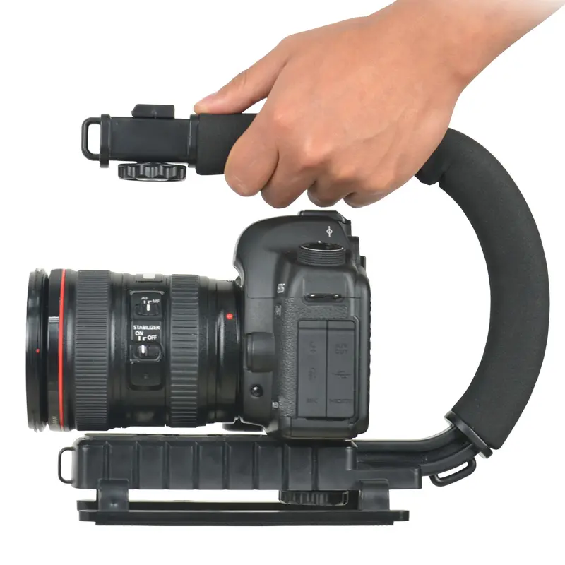 Soporte de cámara de Flash en forma de C estabilizador de mano de vídeo para videocámara DSLR /DV