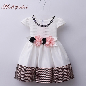<span class=keywords><strong>Robe</strong></span> d'été décontractée en coton de Chine pour bébés filles Style formel avec décoration pailletée au genou - Product Image 1