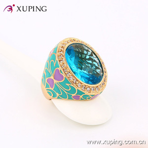 13718 Xuping 18 k color oro anillo de vanguardia con piedra preciosa aguamarina rodeada de <span class=keywords><strong>micro</strong></span> estrás blancos para mujer - Product Image 3