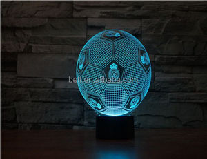 Real Madrid 3D fútbol diseño Decoración Luz de la noche de la ilusión óptica LED 3D lámpara para la promoción - Product Image 1