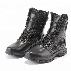 Combat hommes bottes bottes tactiques chaussures botte Anti glissant caoutchouc ZIP <span class=keywords><strong>ciment</strong></span> solide microfibre semelle en cuir véritable noir <span class=keywords><strong>cheville</strong></span> - Product Image 4