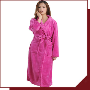 Accappatoio in <span class=keywords><strong>pile</strong></span> di flanella da donna Super <span class=keywords><strong>morbido</strong></span> <span class=keywords><strong>pigiama</strong></span> lungo lungo con collo a scialle abito termico per adulti - Product Image 4