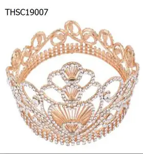 Parti yeni yıl için 2023 yeni moda Rhinestone Tiara altın kaplama saç tacı