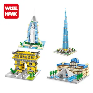 Wisehawk menino mini bloco de arquitetura, modelos 3d, edifícios famosos para crianças