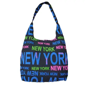 Wholesale city name printed canvas hobo tote bag souvenir tote bag