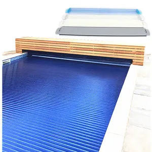 Hidden bench wood pool cover swimming automatic pool cover slats motor remove