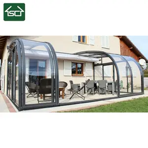 Trượt Glass Roof Với Khung Nhôm Và Polycarbonate Lợp