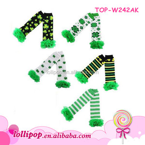 In Magazzino Bambino Shamrock Trifoglio Quadrifoglio Scaldamuscoli Little Girl Modello Top 100 di Lavoro A Maglia St Patricks Day Scaldamuscoli Per I Bambini - Product Image 2