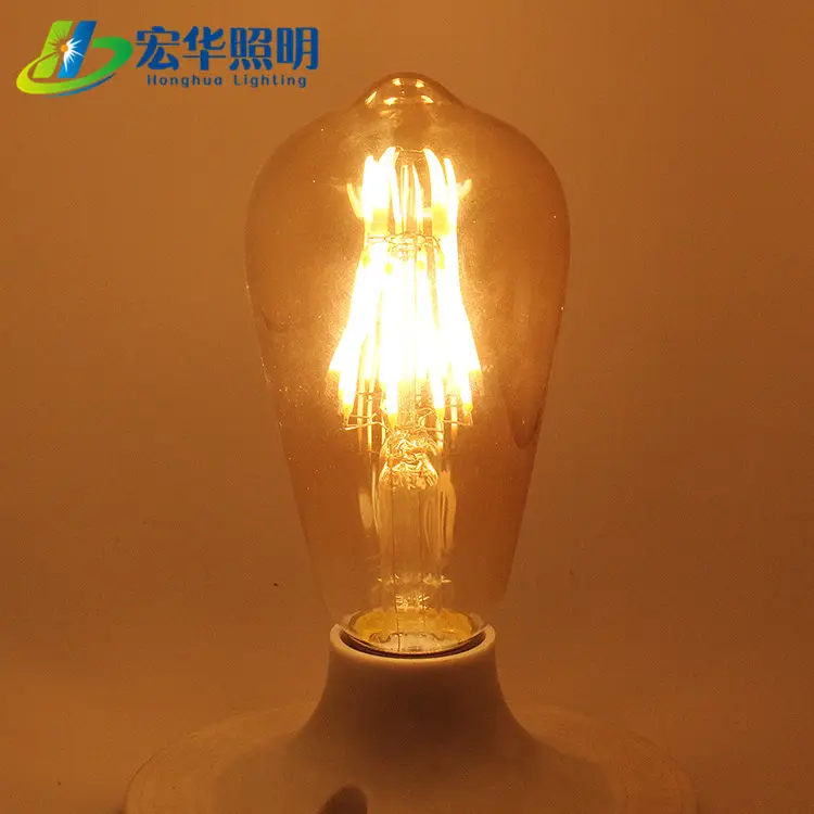 St64 4w Amber glass cover E27 vertical LED strip shape filament bulb