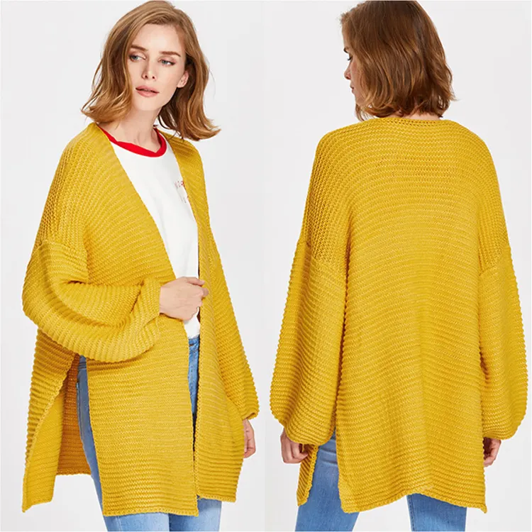 Womens Sweater Coat Knitting Patterns Slit Long Cardigan