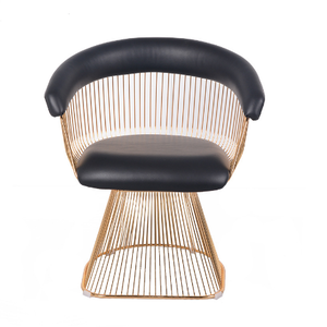Chaise de mariage de haute qualité, chaise de salle à manger en fil d'or avec coussin de siège en PU, chaise de salon, sucette goldfinger - Product Image 1