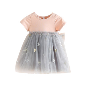 Vestido de gasa con lazo y volantes <span class=keywords><strong>para</strong></span> niña, nuevo producto, estampado de flores, proveedor de China - Product Image 3