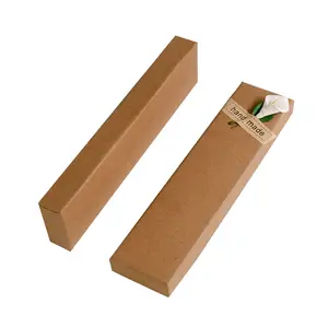 Wholesale bulk brown paper kraft pen box viktor & Rolf calla lily pencil box ecological recyclable Kraft Paper box for pens