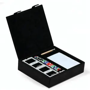 Zwart luxe poker chip box met Dobbelstenen Cup Doninoes en Poker