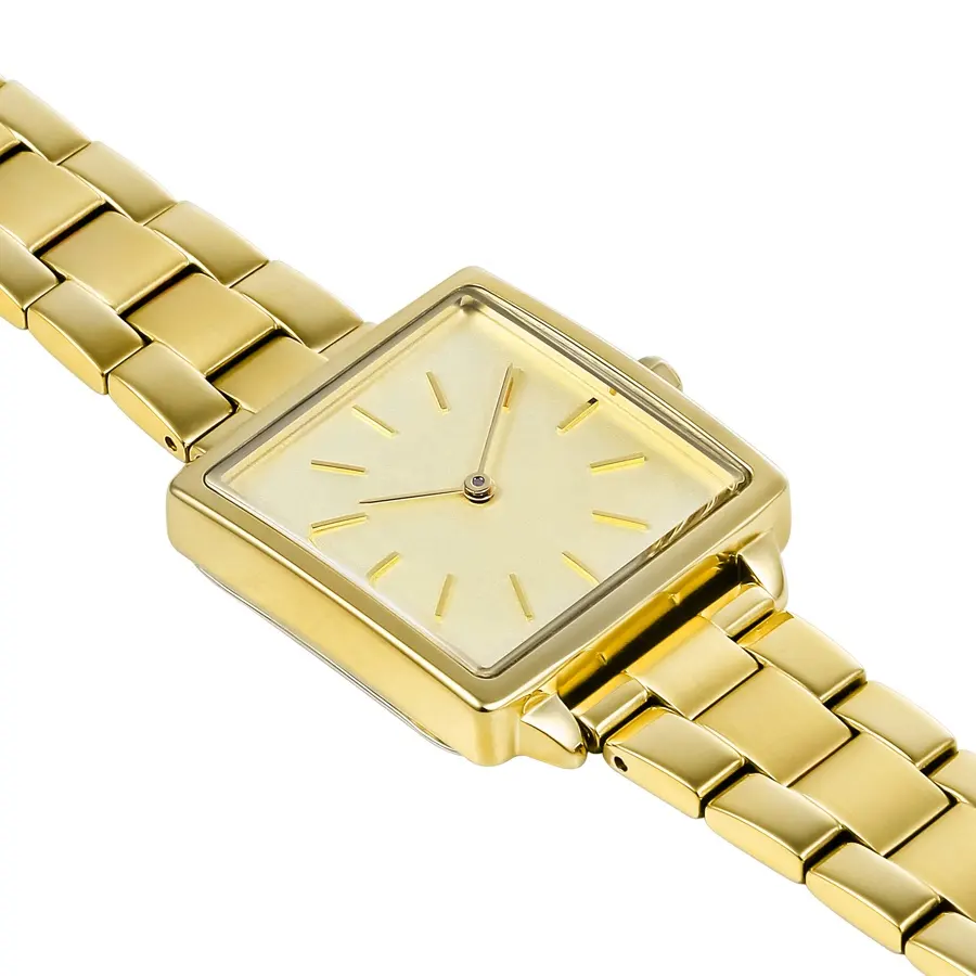 Wholesale Special Square Watch With Gold Dial And Gold Stainless Steel Bracelet