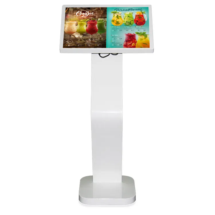 YC-22T Vloer Staande Digitale Bewegwijzering Totem 22 Inch Interactieve Restaurant E-Menu Touchscreen Betaling Kiosk