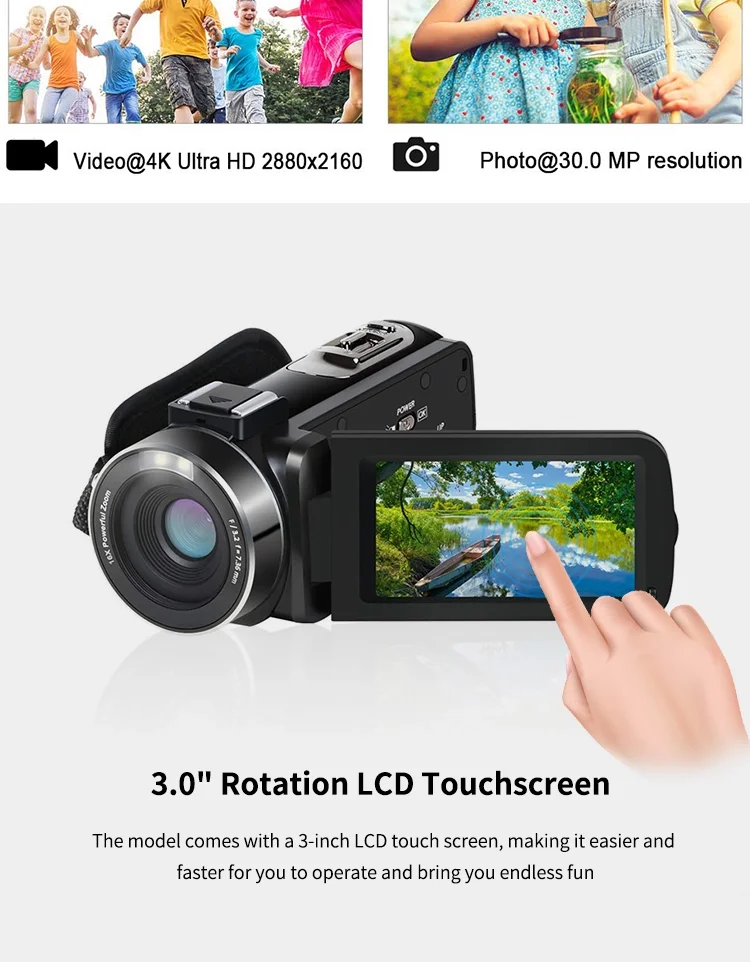 4K Video Camera Camcorder 48MP Wifi Vlogging Camera 16X Zoom Digital Video Camera Recorder