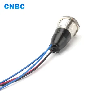 Hot Selling Waterproof 19mm Dot Led Light 24v 220v Momentary Self-locking 12v Metal Push Button Switch With Wire Leading