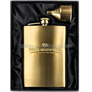 TPINOX 8Oz Vàng Hip Bộ Quà Tặng Bình: Khắc Cũng Xứng Đáng. Pocket <span class=keywords><strong>Flask</strong></span> Cho Rượu + Kênh Trong A Sang Trọng Satin Màu Đen Bao Bì. - Product Image 2
