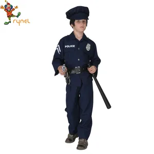 PGCC4354 Hot Selling Policemen Clothes Cops Costumes Kids Halloween Cosplay Costumes