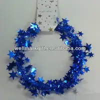 क्रिसमस उपहार लपेटकर धातुई ब्लू स्टार वायर्ड चमकी माला